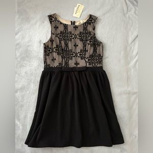Black & Beige Mesh Pattered Formal Dress, Rewind Brand, Never Worn, Size L